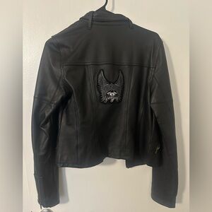 Harley-Davidson Black Leather Jacket with Winged Emblem